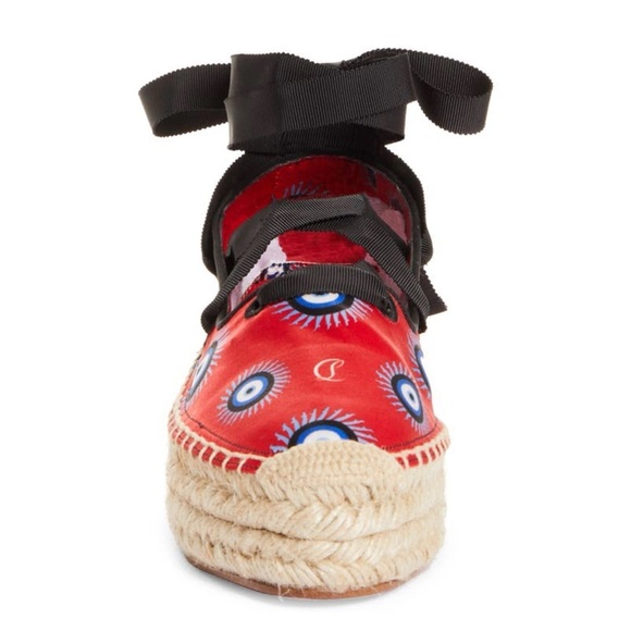 CHRISTIAN LOUBOUTIN Greekaba Blanca espadrilles evil eye platform EU 39.5 RARE - Picture 5 of 16